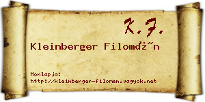 Kleinberger Filomén névjegykártya